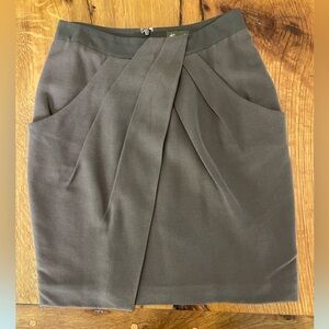 Anthropologie fei Silk & Cotton Blend Brown Lined Skirt, Fun Front Details, Sz 2